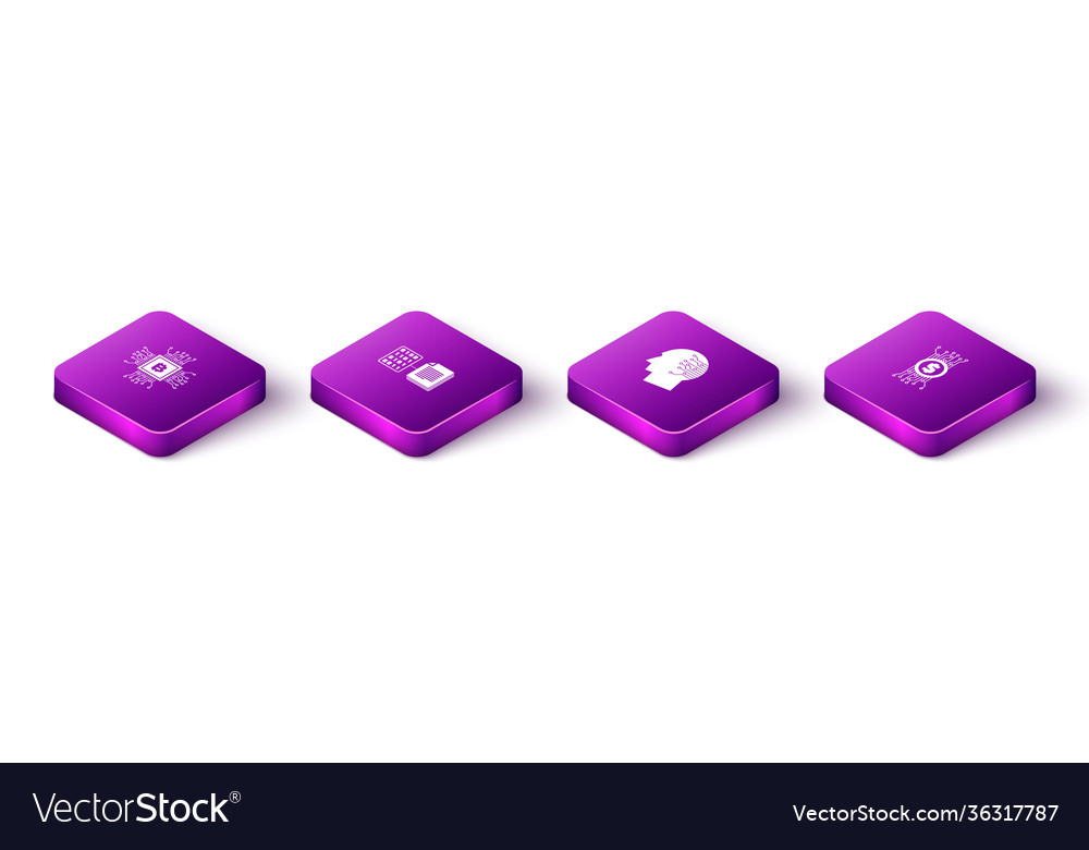 Set isometric cpu mining farm smart contract vector image Set isometric cpu mining farm smart contract