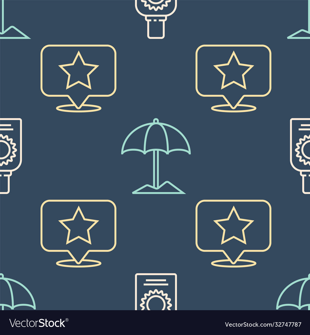 Set line sunscreen spray bottle map pointer vector image Set line sunscreen spray bottle map pointer