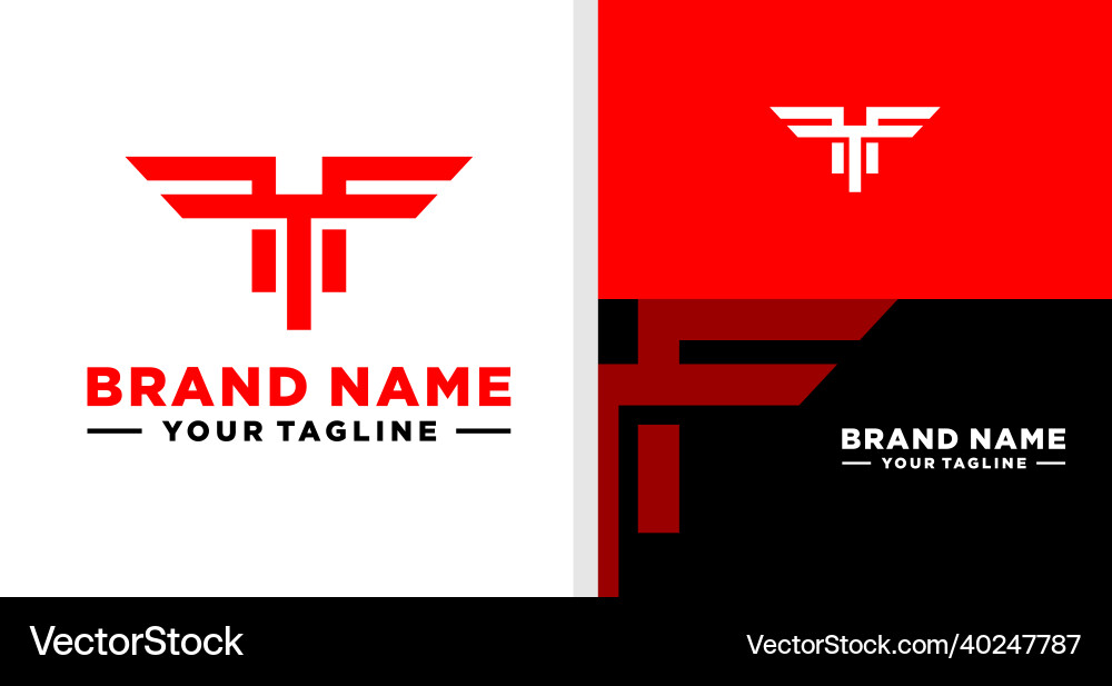 Tf logo monogram line simple editable Royalty Free Vector