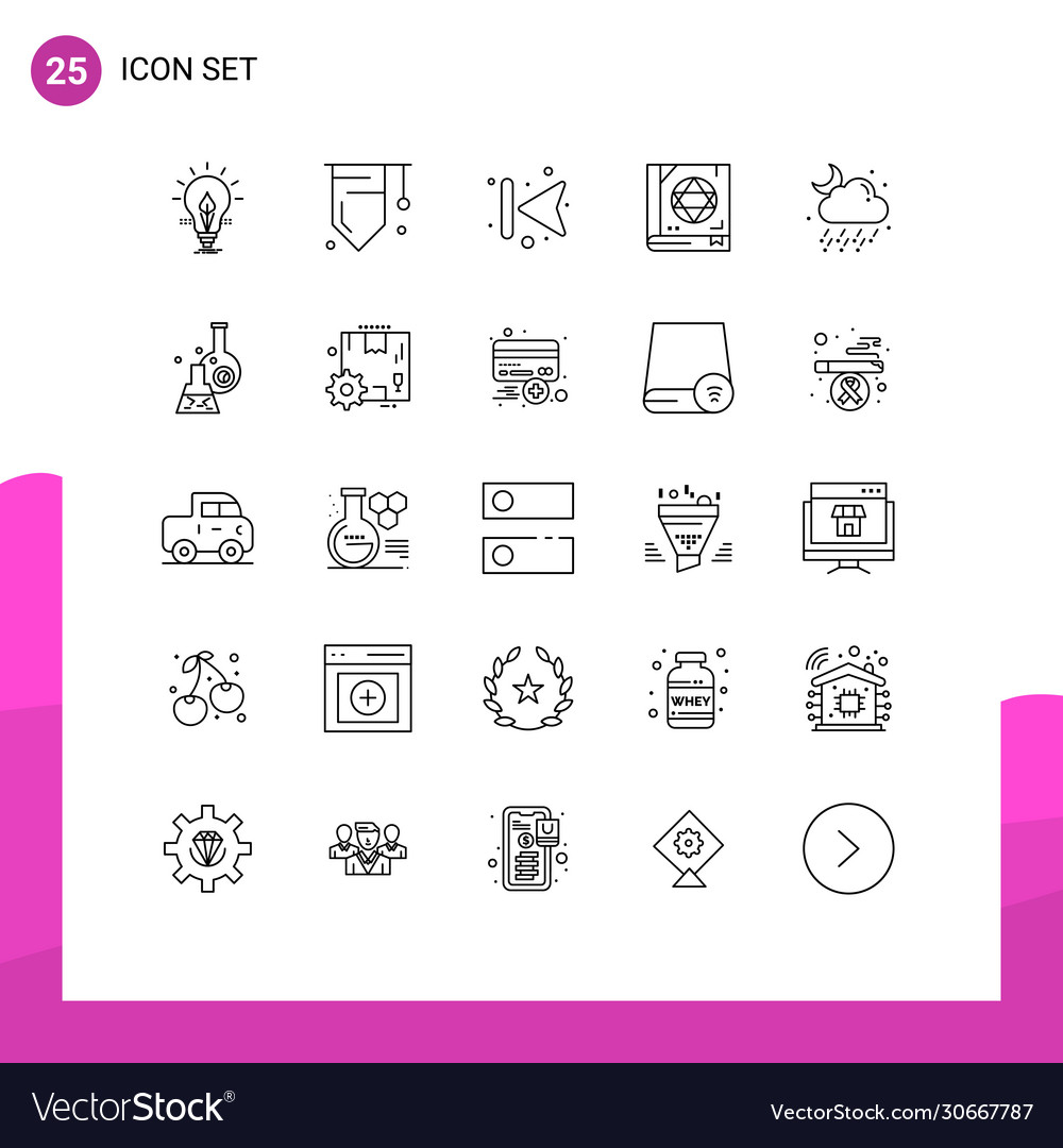 User interface pack 25 basic lines cloud