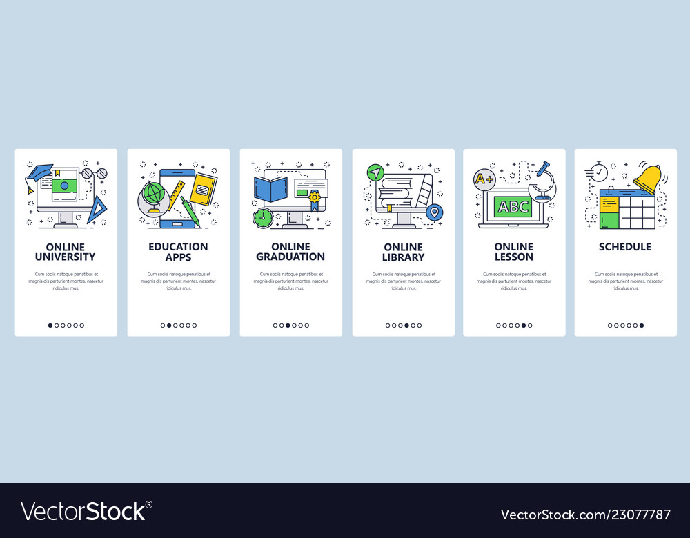 Web site onboarding screens online education