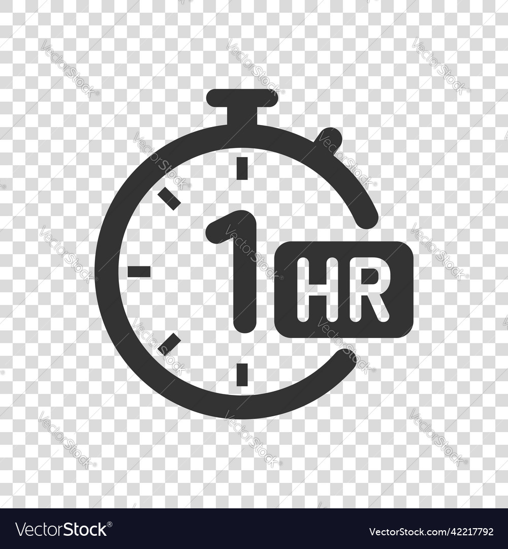 1 hour clock icon in flat style timer countdown Vector Image 1 hour clock icon in flat style timer countdown