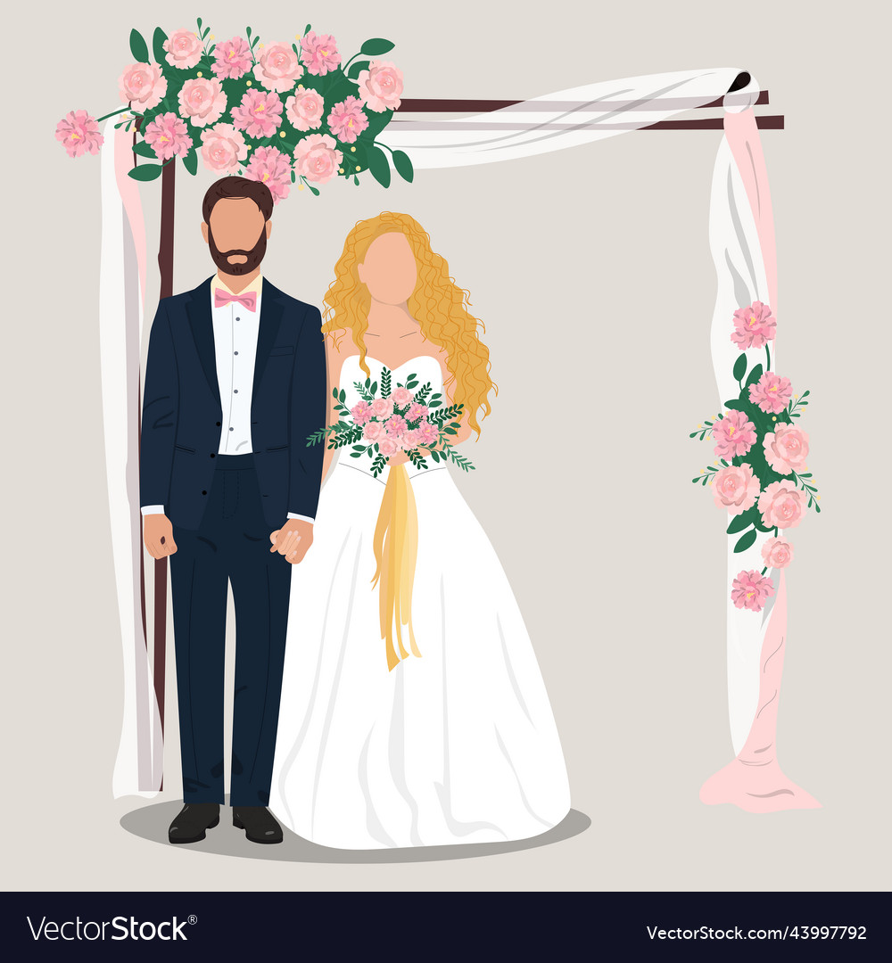 Bride and groom getting married Royalty Free Vector Image