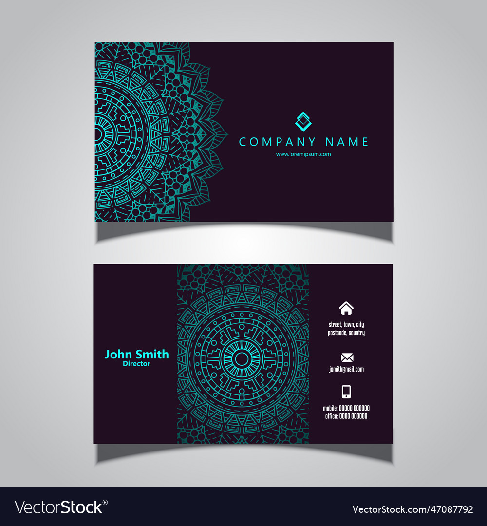 Business card with elegant mandala design Vector Image