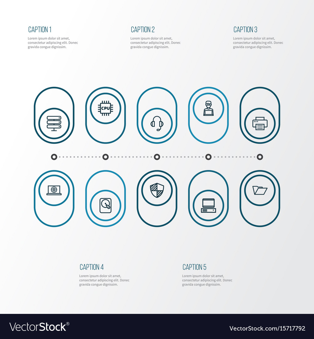 Computer outline icons set collection of web