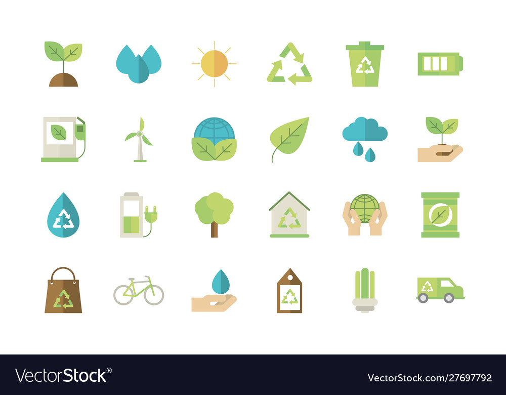 Ecological green energy icons collection Vector Image