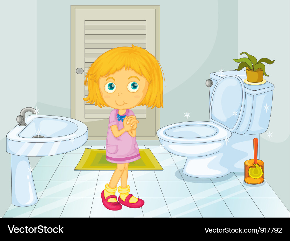 Girl in the bathroom Royalty Free Vector Image