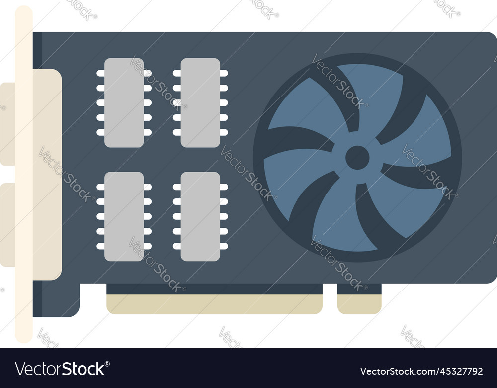 Gpu card icon flat computer pc Royalty Free Vector Image