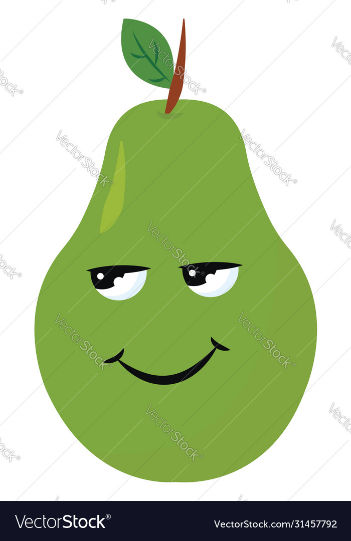 Green pear on white background