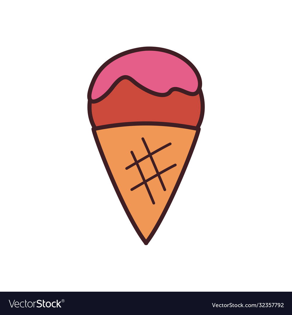 Ice Cream Cone Line And Fill Style Icon Royalty Free Vector