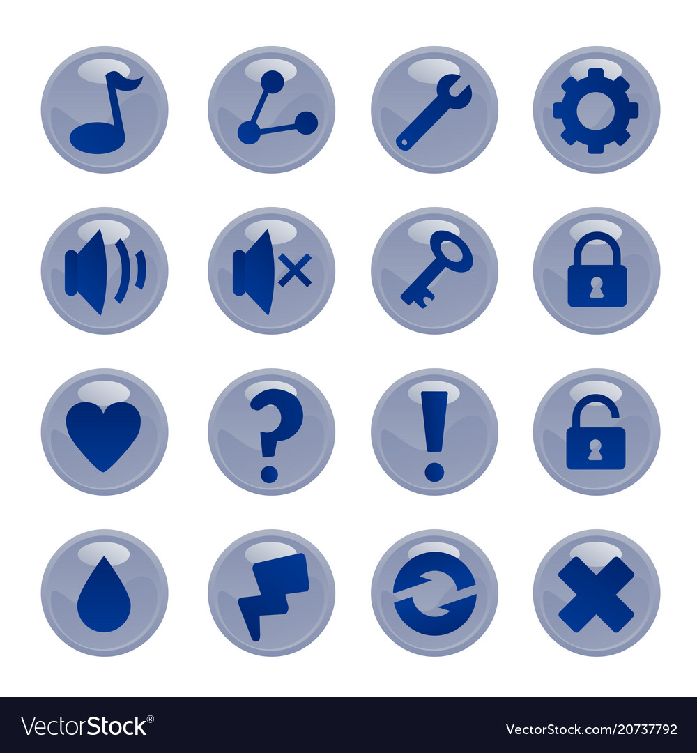 Icons and buttons for games web design vector image Icons and buttons for games web design
