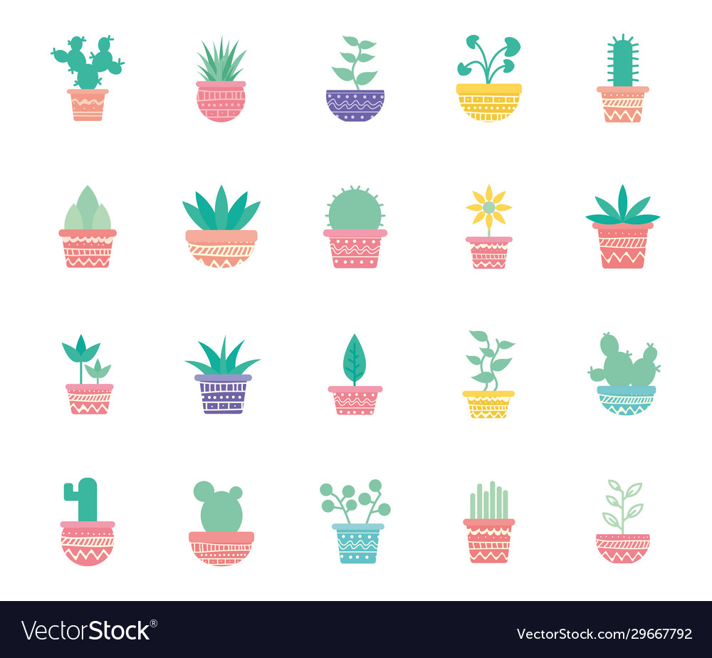 Isolated plants inside pots block gradient style