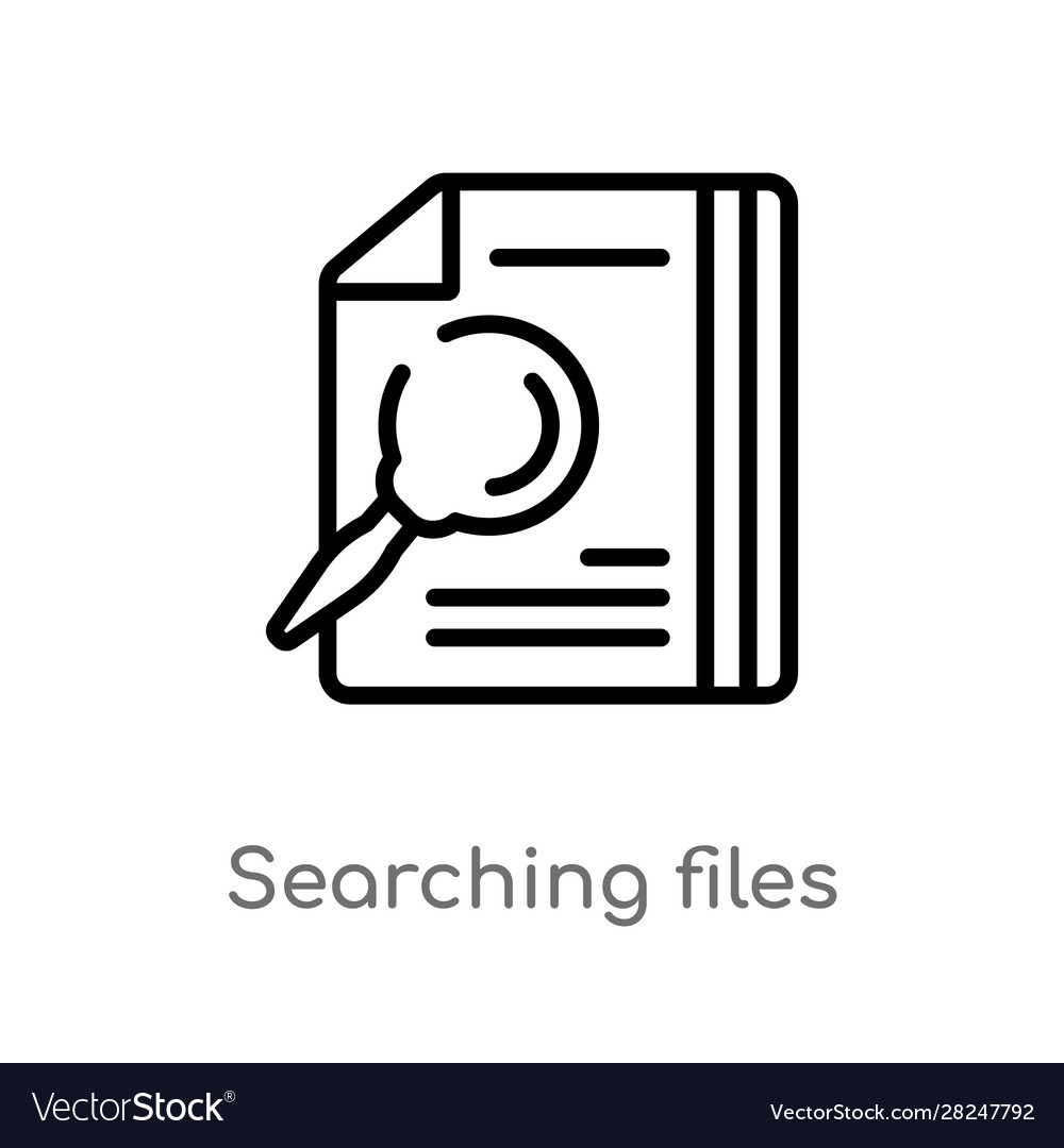 Outline searching files icon isolated black