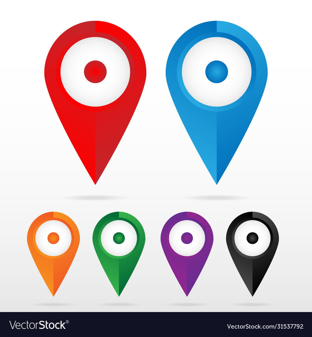 Set bright map pointers vector image Set bright map pointers