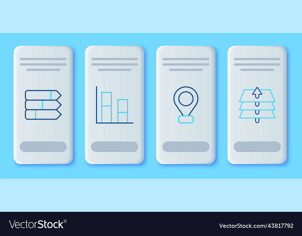 Set line graph chart diagram location pie vector image Set line graph chart diagram location pie