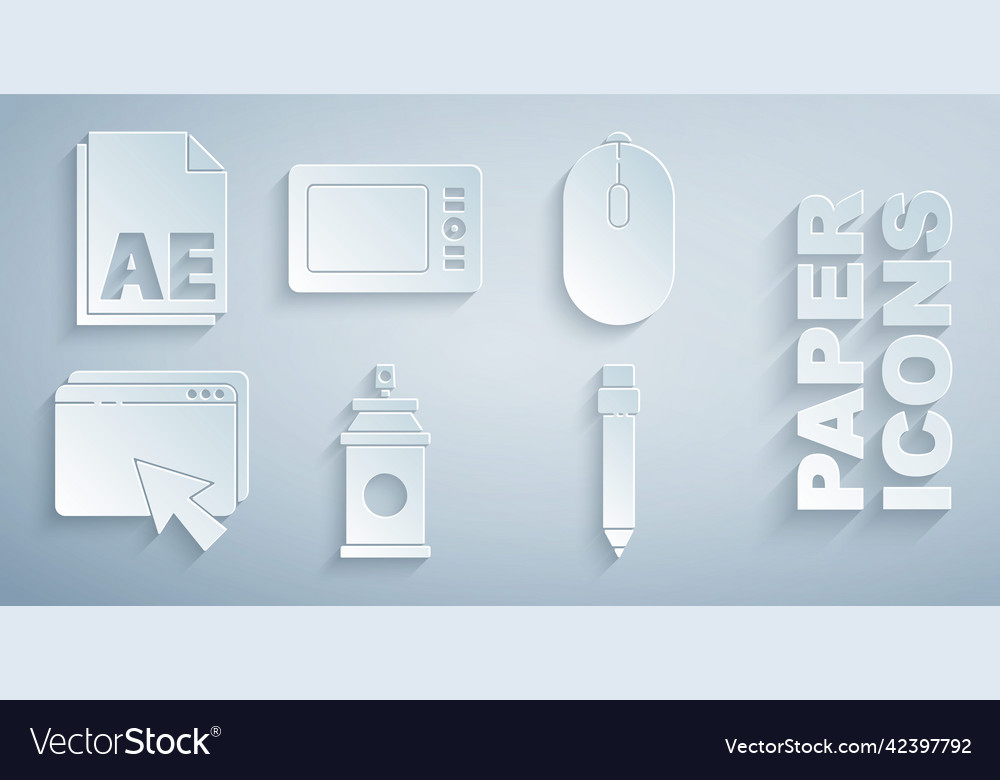 Set paint spray can computer mouse web design vector image Set paint spray can computer mouse web design
