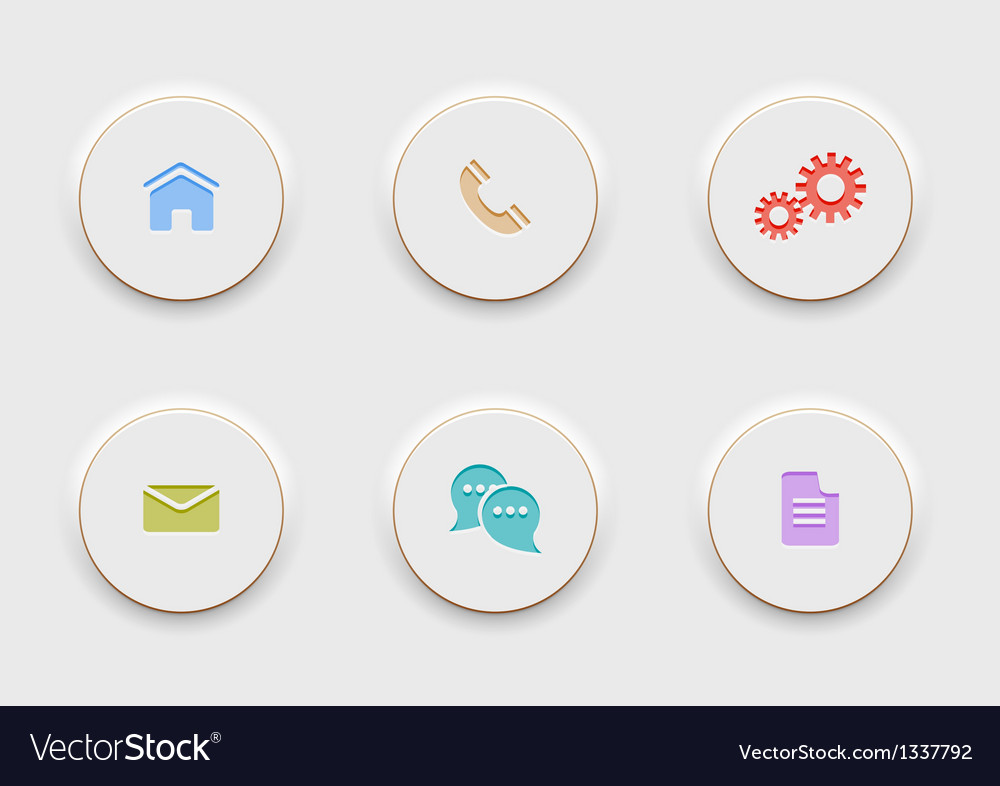 Six computer icons on round white buttons Vector Image