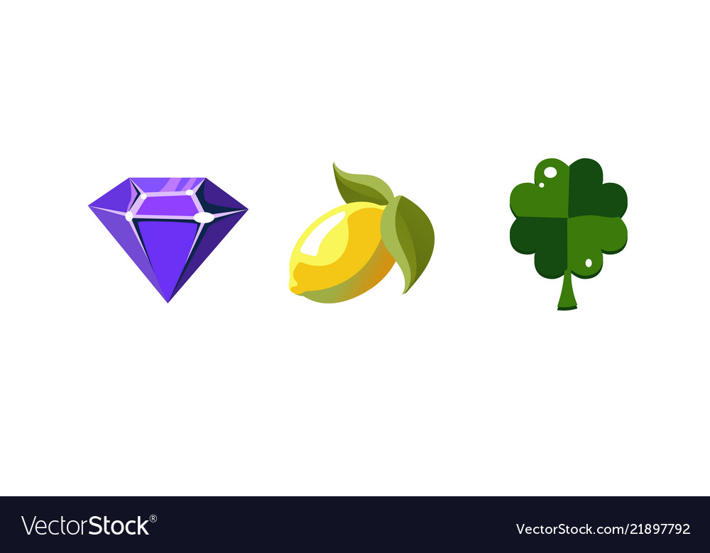 Slot machine symbols diamond lemon ftuit clover