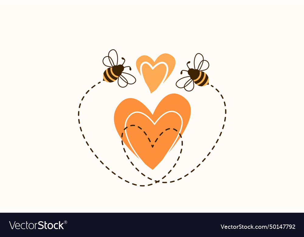 Two bees flying to meet each other along the way