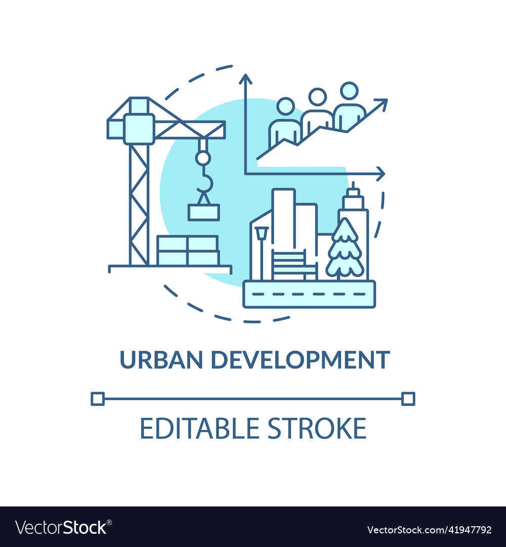 Urban development turquoise concept icon