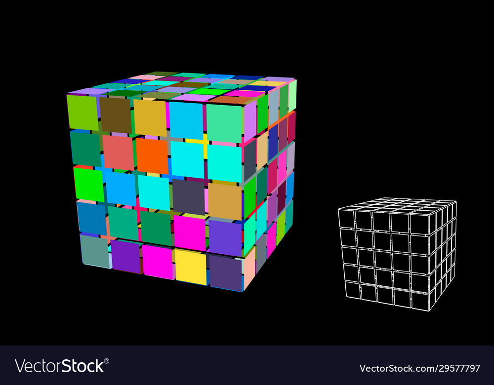 Abstract polygonal cube with cuts 3d