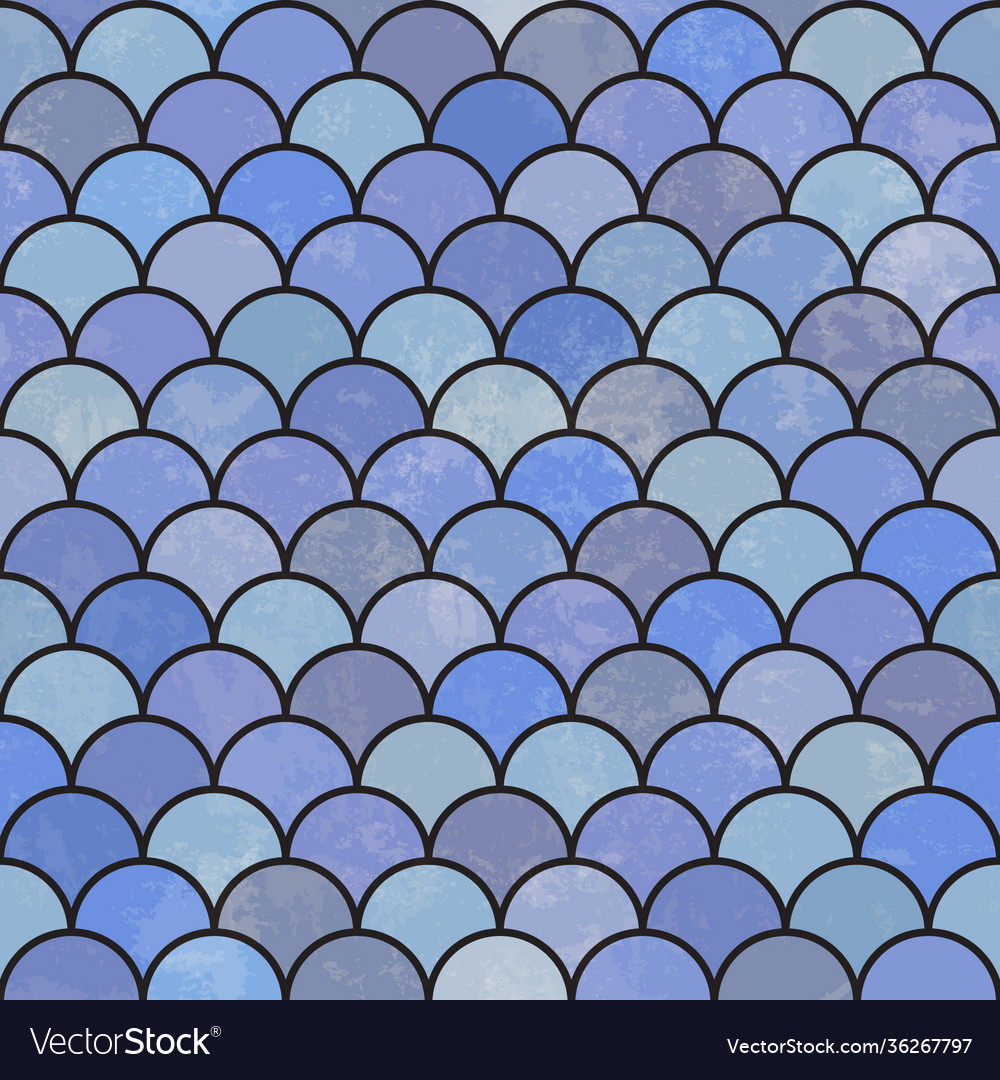 Blue asian fish scale retro pattern grunge vector image Blue asian fish scale retro pattern grunge