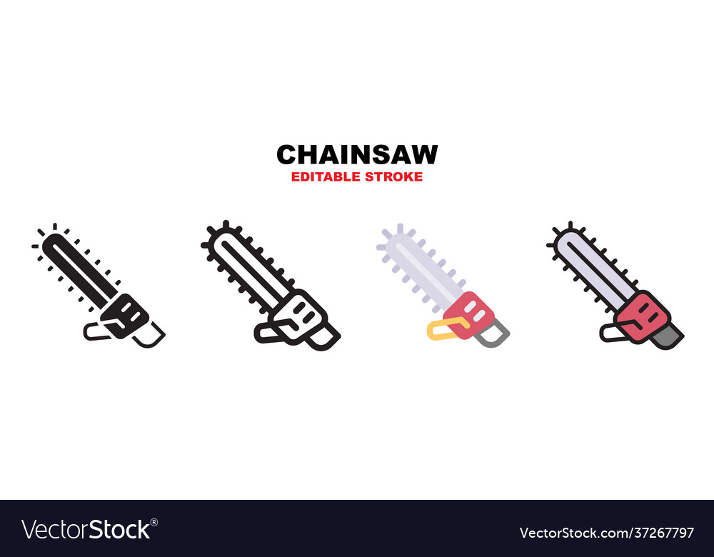 Chainsaw icon set with different styles editable
