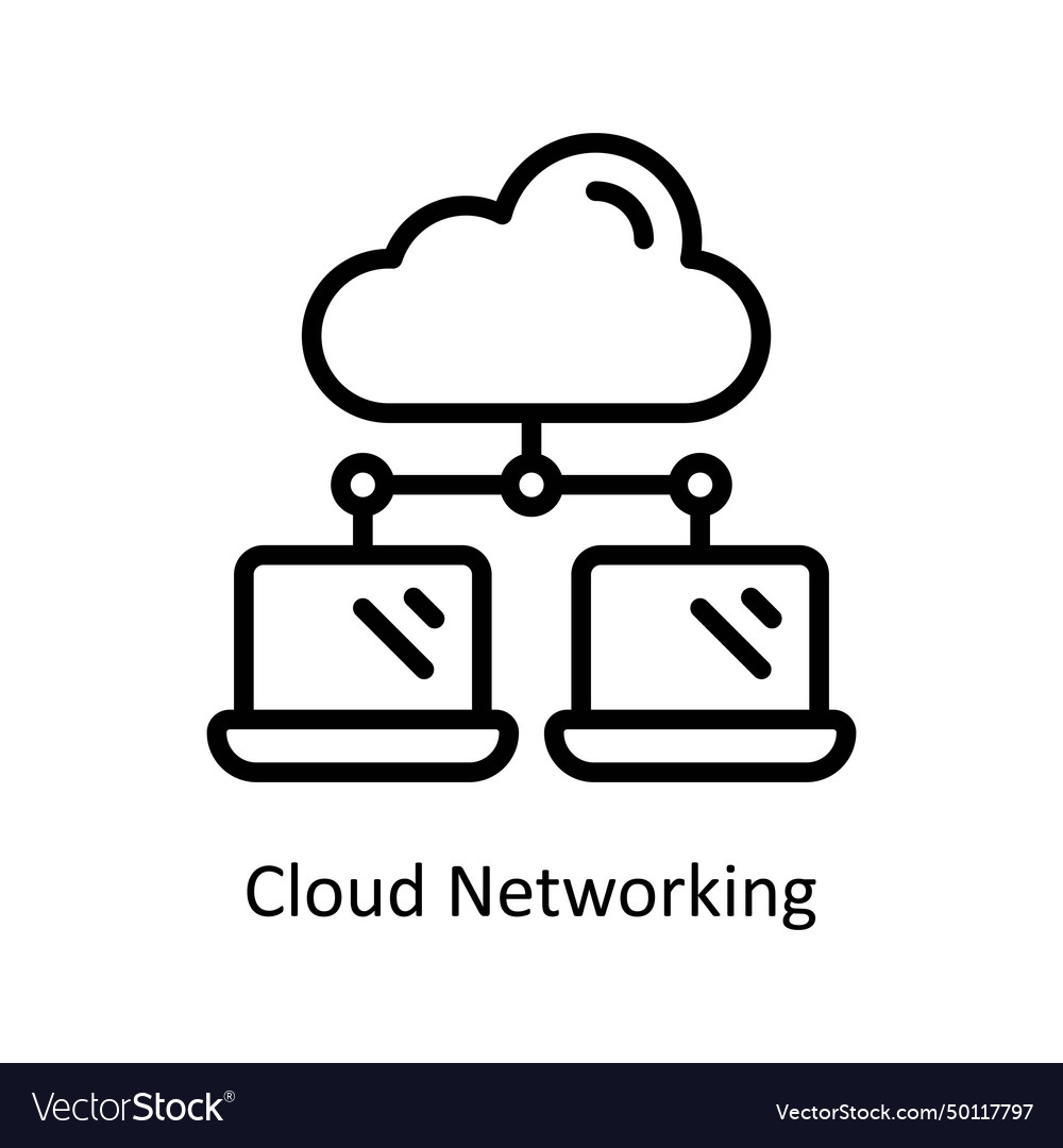 Cloud networking outline icon style