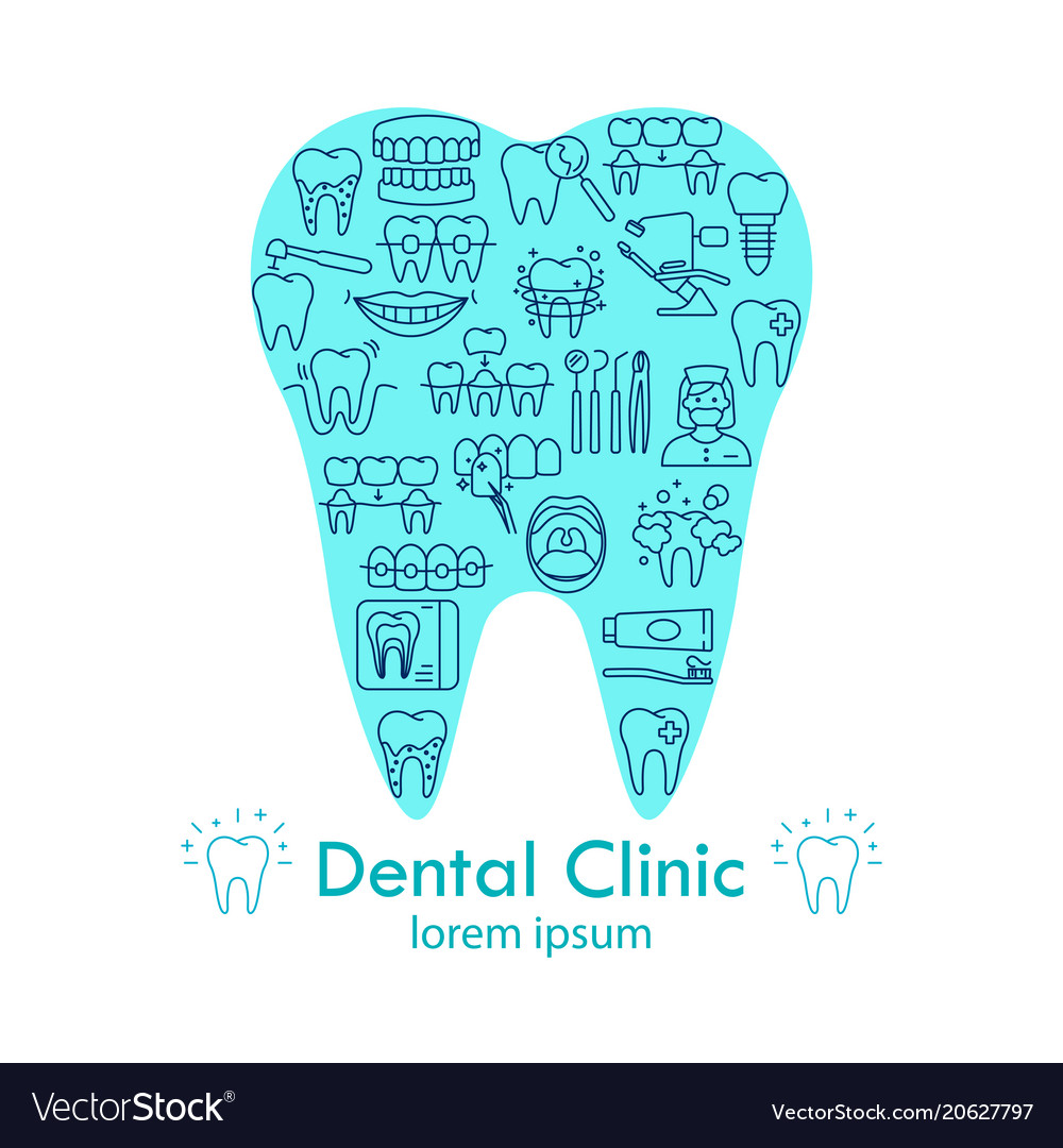 Dental clinic shape tooth poster Royalty Free Vector Image