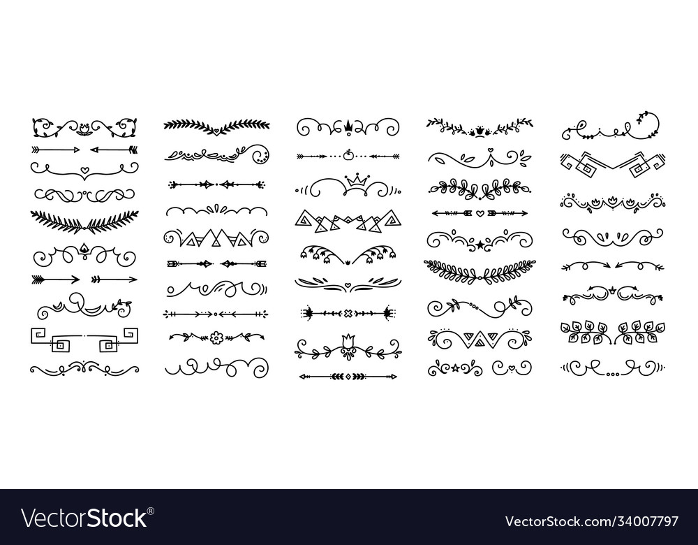 Doodle flourish dividers hand drawn ornament vector image Doodle flourish dividers hand drawn ornament
