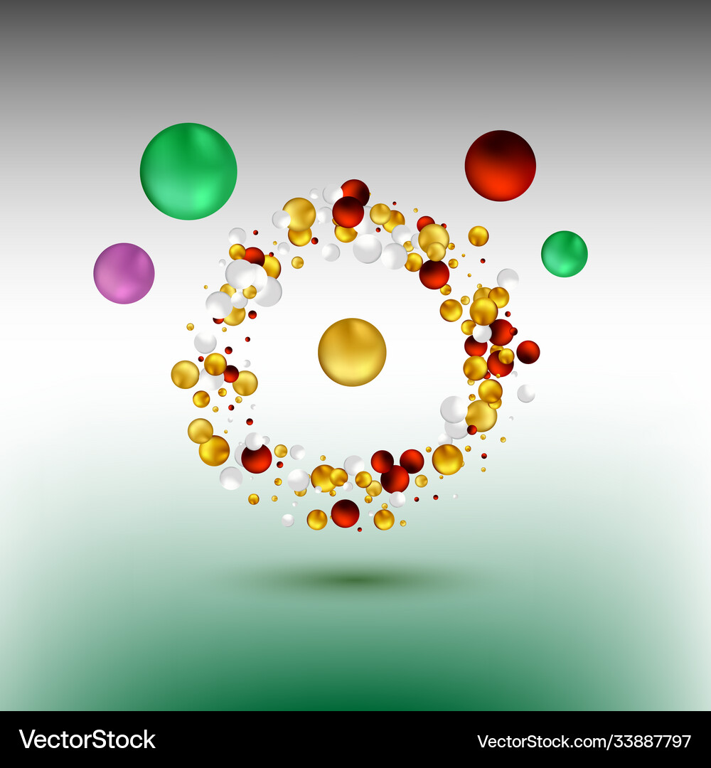 Golden red and white decorative balls abstract Vector Image