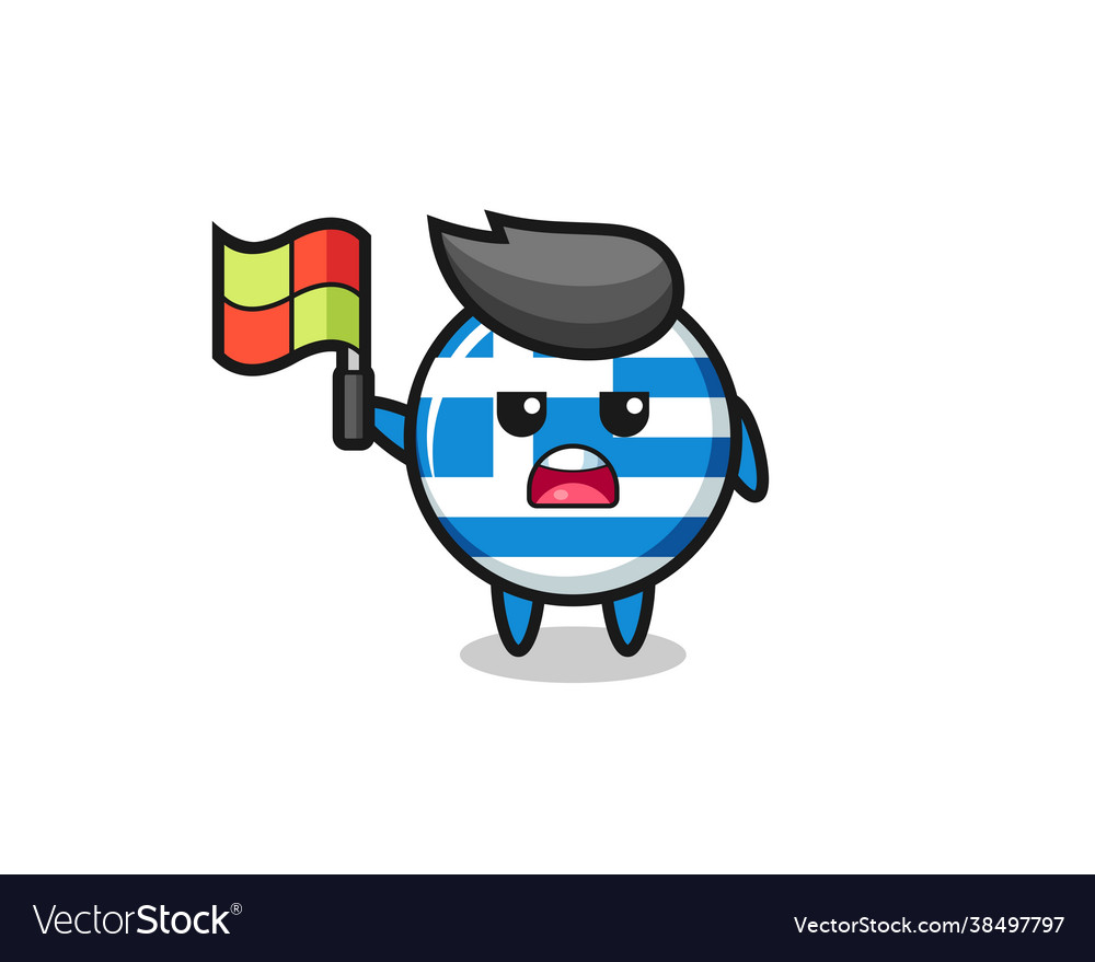Greece flag character as line judge putting