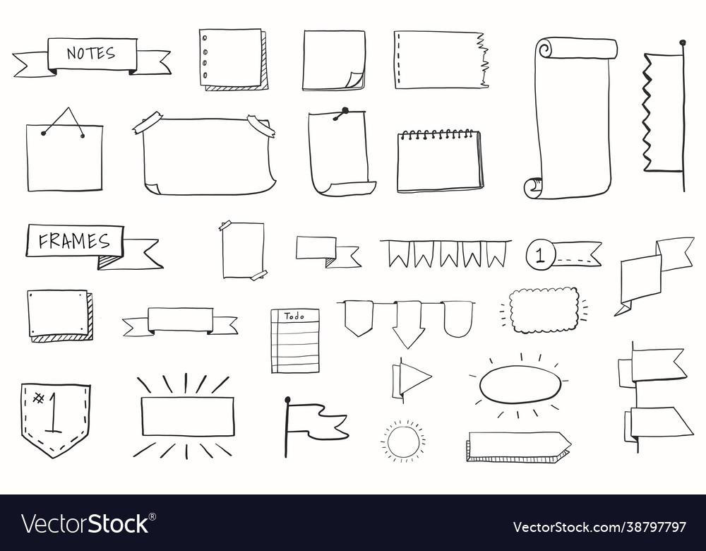 Hand drawn visual thinking elements set
