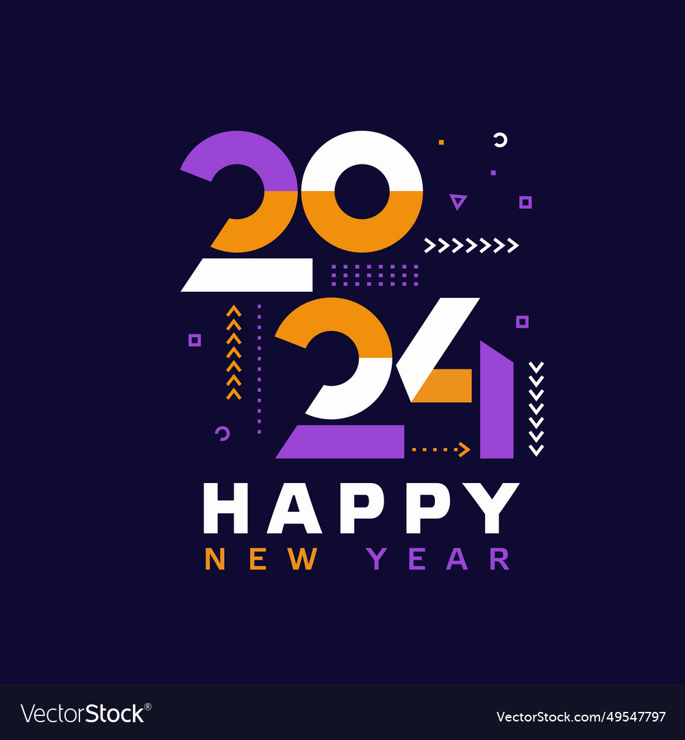 Happy new year 2024 number design template Vector Image