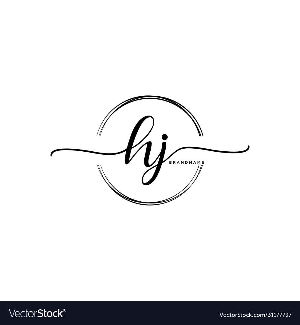 Hj initial handwriting logo with circle template