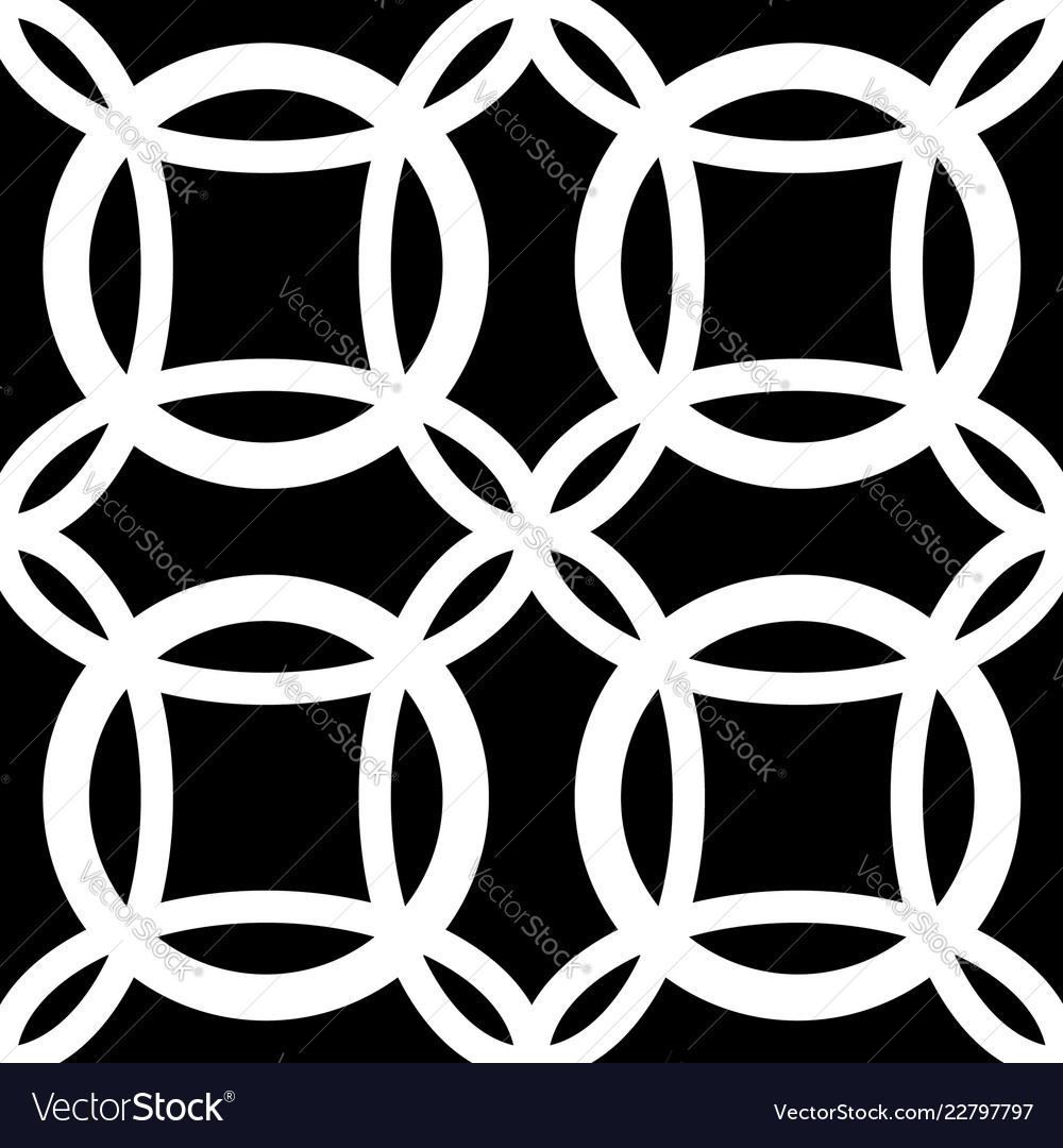 Interlocking circles repeatable monochrome vector image Interlocking circles repeatable monochrome