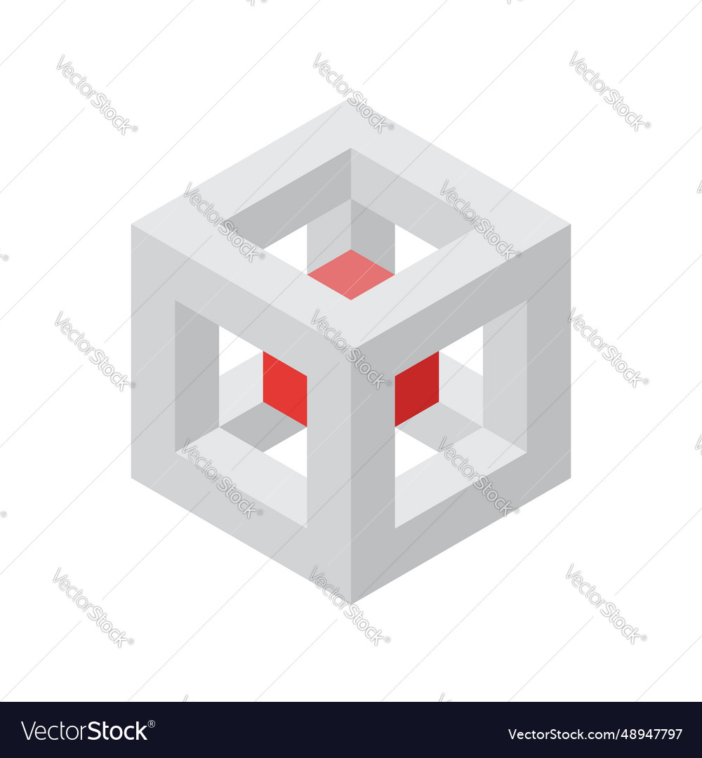 Isometric skeleton of cube with smaller