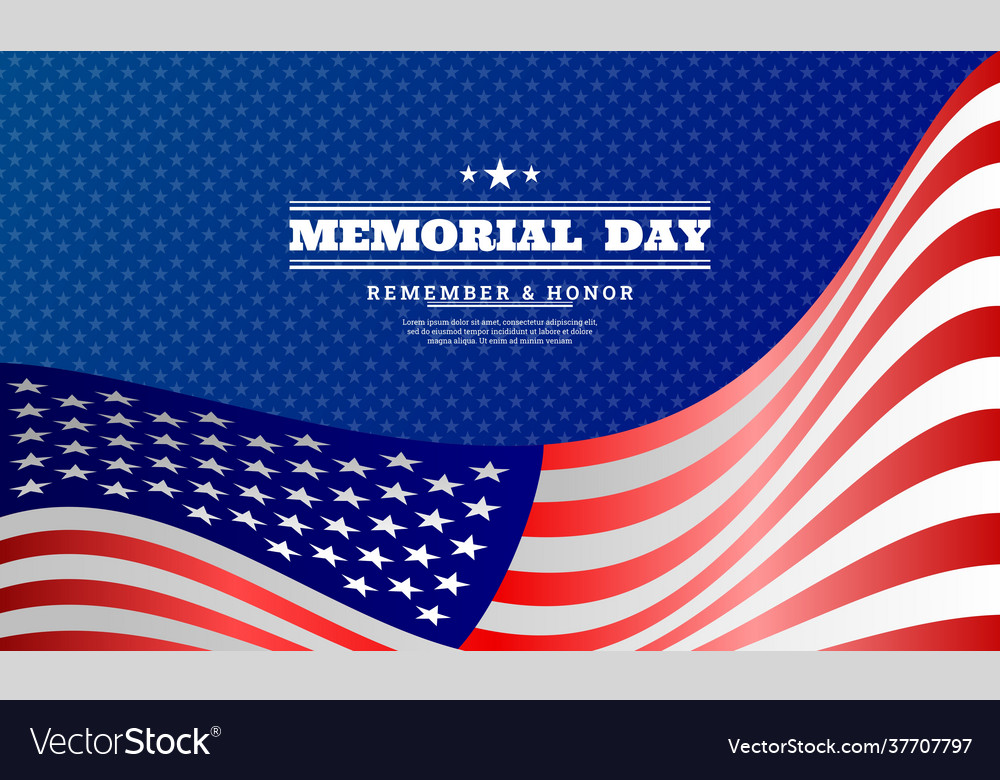 Memorial day background design with us flag Vector Image