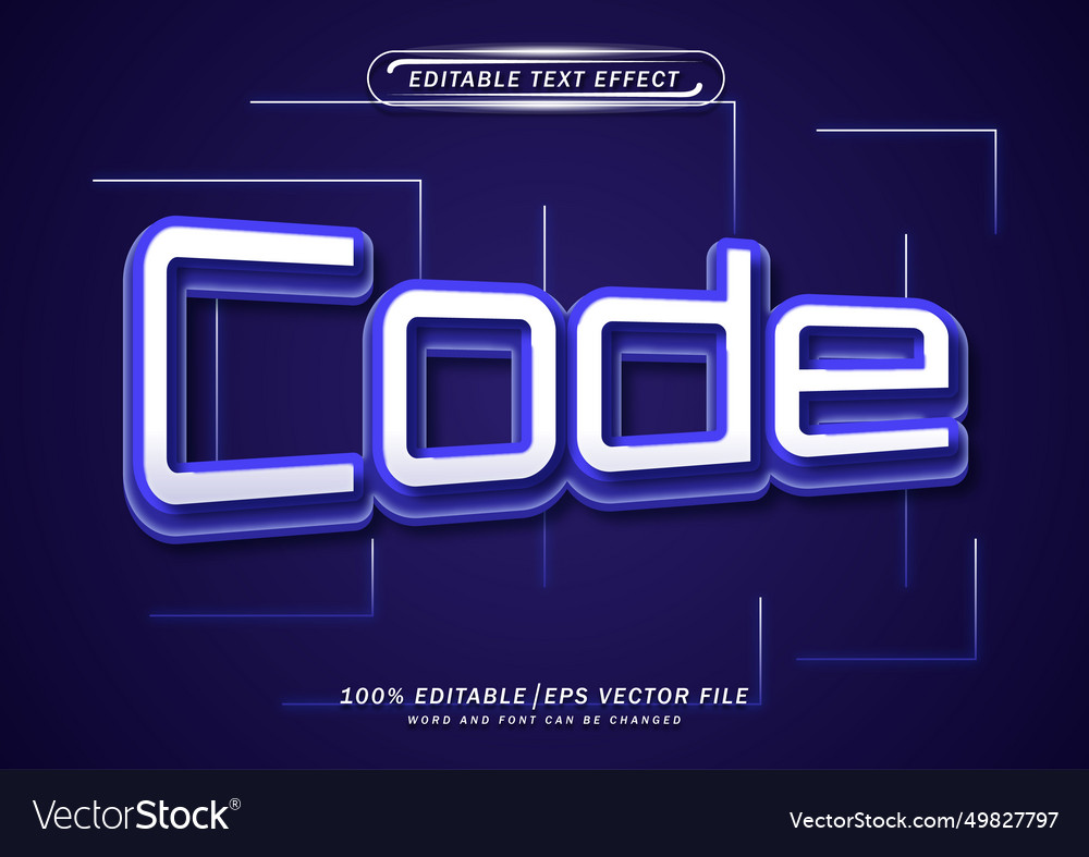 Minimalist code text editable effect vector image Minimalist code text editable effect