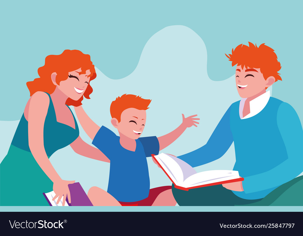 Mother and father with son playing design Vector Image