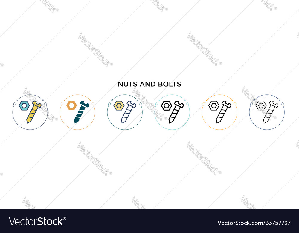 Nuts and bolts icon in filled thin line outline