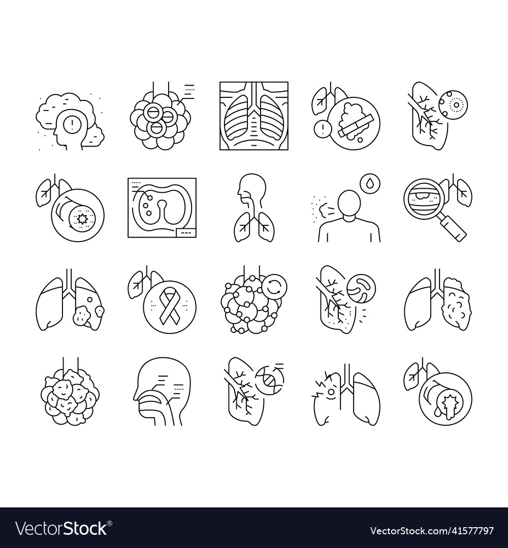 Respiratory disease collection icons set