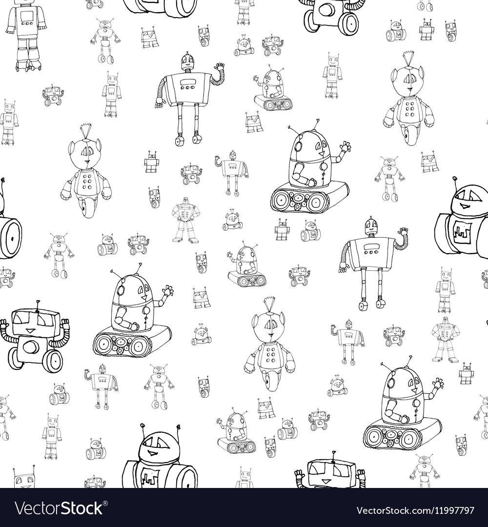 Robot doodles pattern