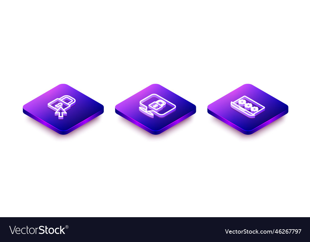 Set isometric line lock and laptop with password