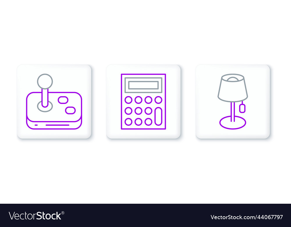 Set line floor lamp joystick and calculator icon