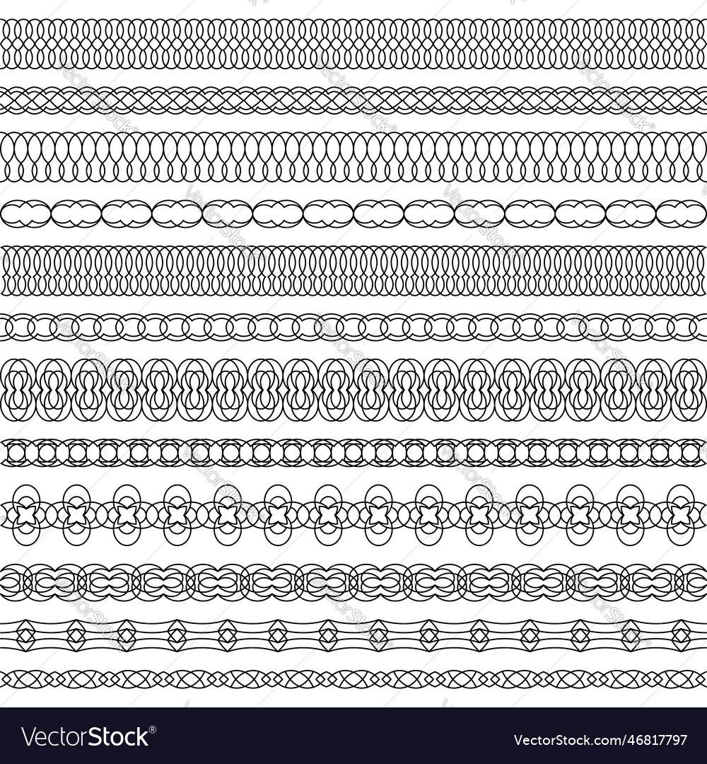 Set of seamless brushes in a modern linear style Vector Image