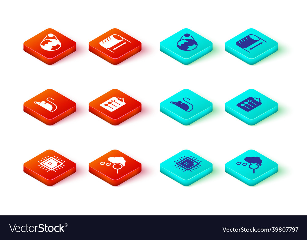 Set processor cpu cloud with rain experimental vector image Set processor cpu cloud with rain experimental