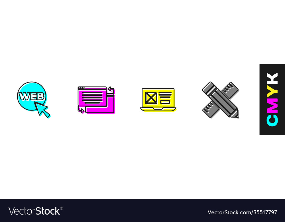 Set web and graphic design ui or ux crossed vector image Set web and graphic design ui or ux crossed