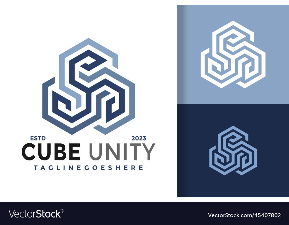 Abstract cube unity logo logos design element vector image Abstract cube unity logo logos design element