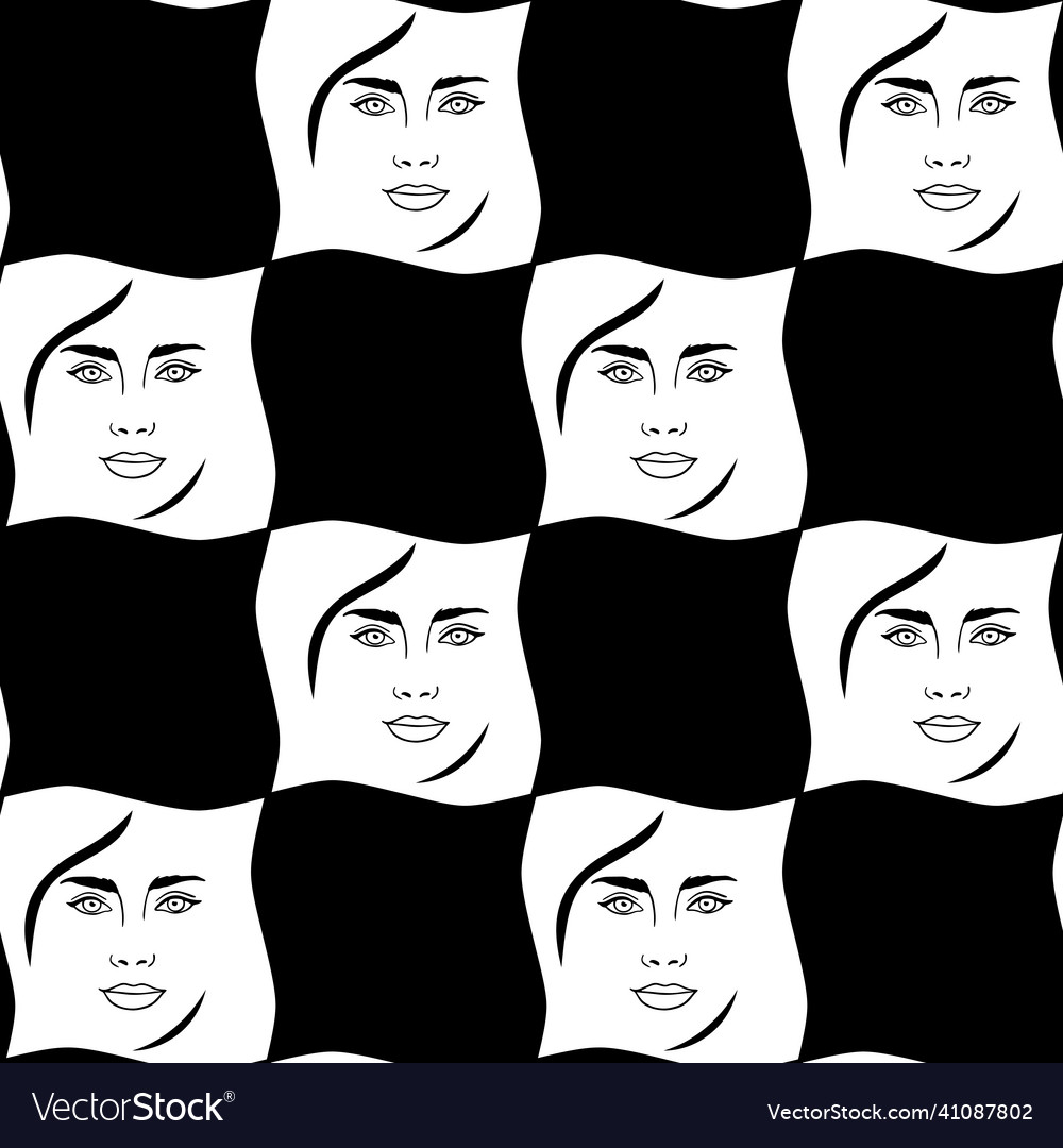 Abstract seamless pattern with womans faces vector image Abstract seamless pattern with womans faces